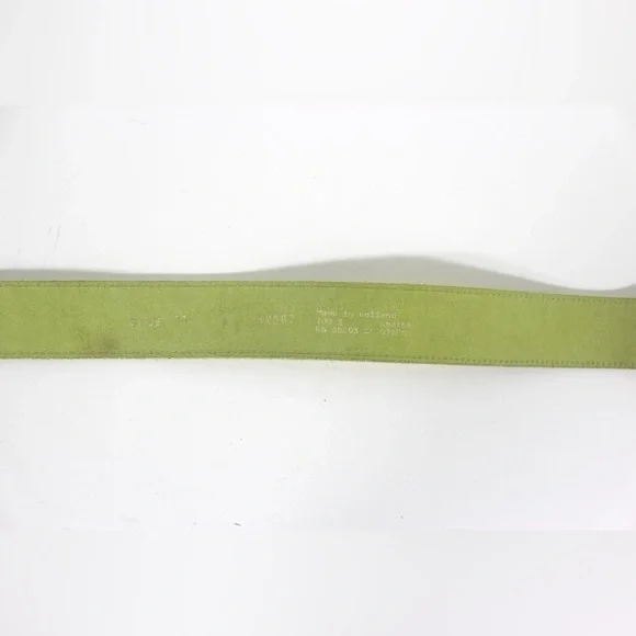 1980’s Butter Yellow Wide Genuine Leather Belt with Double Prong Silver Buckle - Picture 7 of 7
